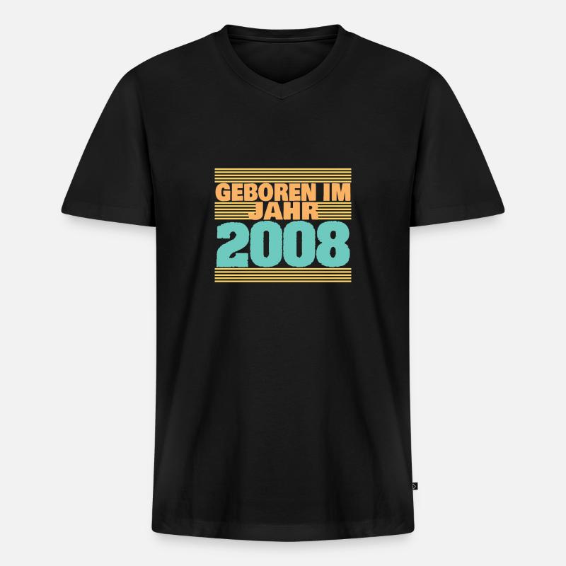 2008 - Männer Premium Bio T-Shirt mit V-Ausschnitt - Schwarz