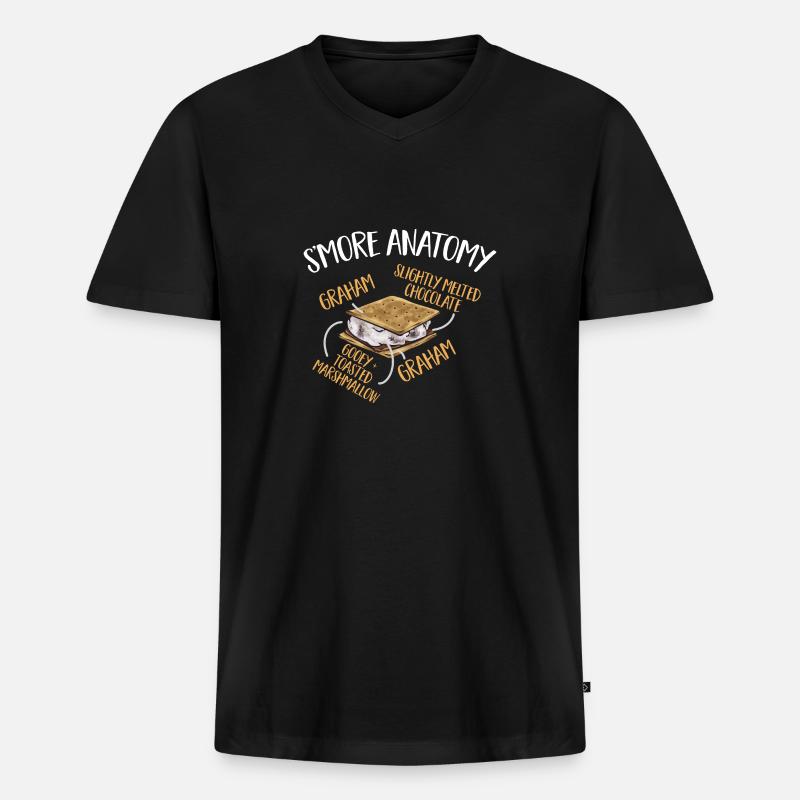 S'more Lagerfeuer Marshmallow Camping - Männer Premium Bio T-Shirt mit V-Ausschnitt - Schwarz