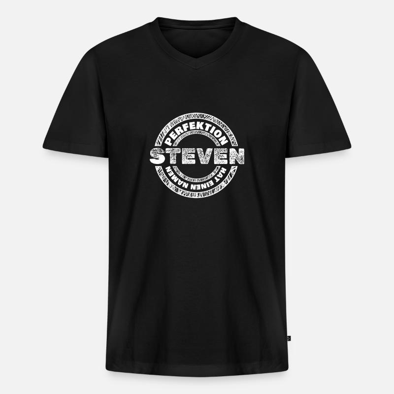 Steven Steven - Männer Premium Bio T-Shirt mit V-Ausschnitt - Schwarz