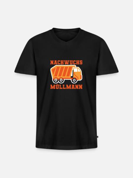 Nachwuchs Müllmann Müllfahrzeug Müllabfuhr - Männer Premium Bio T-Shirt mit V-Ausschnitt - Schwarz