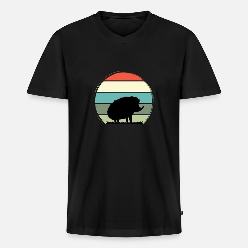 Igel - Männer Premium Bio T-Shirt mit V-Ausschnitt - Schwarz