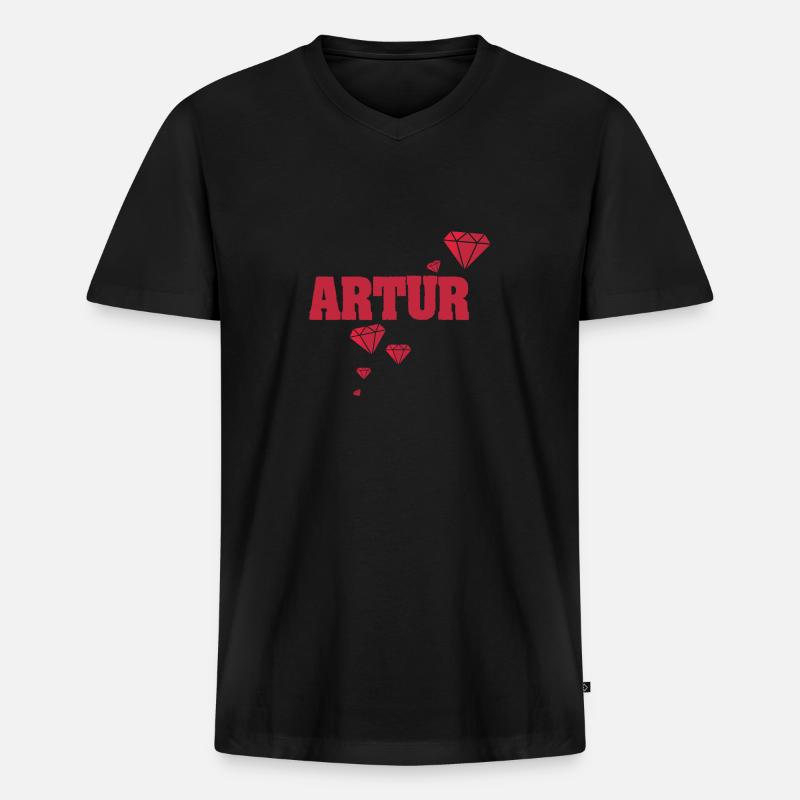 Geschenkidee Artur - Männer Premium Bio T-Shirt mit V-Ausschnitt - Schwarz