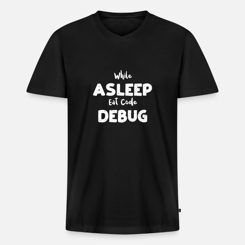 While Asleep Eat Code Debug - Männer Premium Bio T-Shirt mit V-Ausschnitt - Schwarz