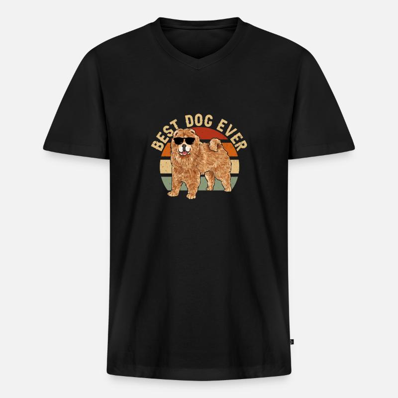 Chow Chow Hund - Männer Premium Bio T-Shirt mit V-Ausschnitt - Schwarz