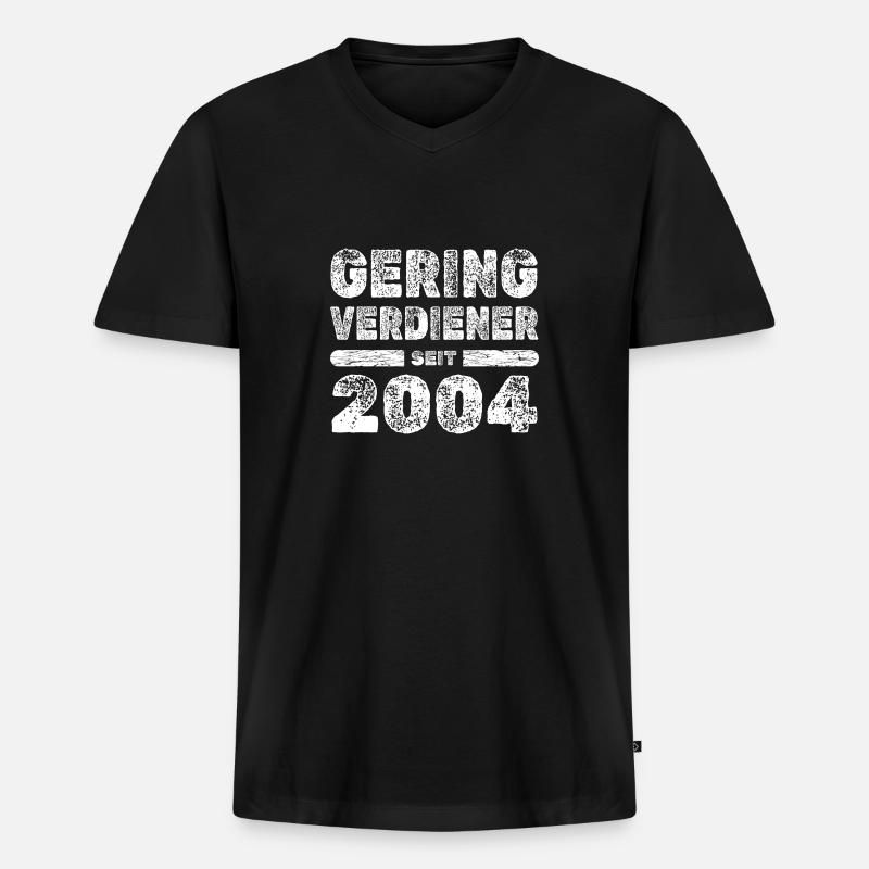 Geringverdiener 2004 - Männer Premium Bio T-Shirt mit V-Ausschnitt - Schwarz
