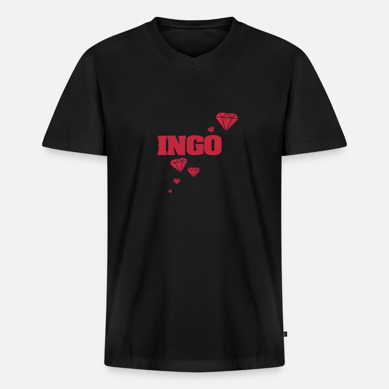 Name Ingo - Männer Premium Bio T-Shirt mit V-Ausschnitt - Schwarz