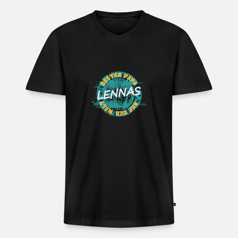 Lennas - Männer Premium Bio T-Shirt mit V-Ausschnitt - Schwarz