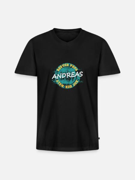 Father's Day Andreas - Men's Premium Organic T-shirt with V-neck - black