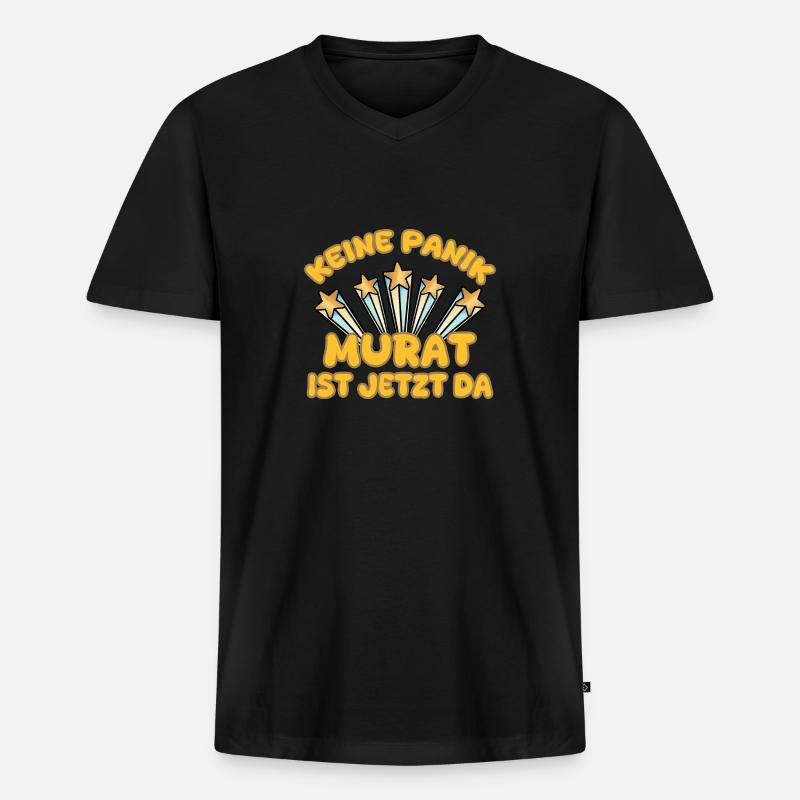 Vorname Murat - Männer Premium Bio T-Shirt mit V-Ausschnitt - Schwarz