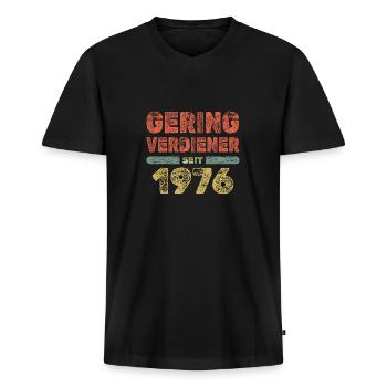 Ordspråk 1976 - Ekologisk premium-T-shirt med V-ringning herr - svart - Fram - Nico (187cm)