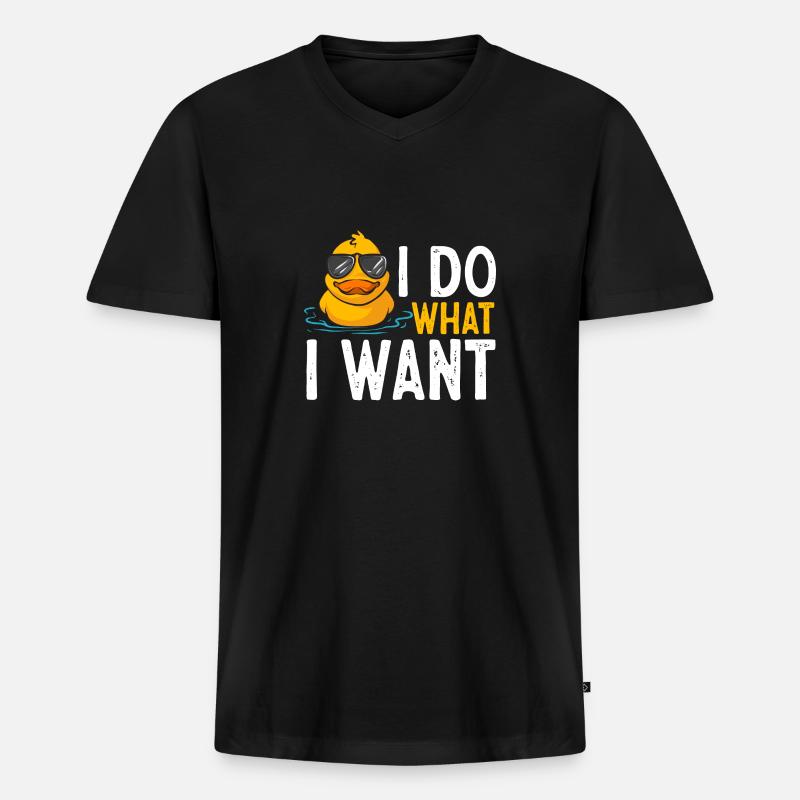 Quietscheentchen Quietscheente Gummiente - Männer Premium Bio T-Shirt mit V-Ausschnitt - Schwarz
