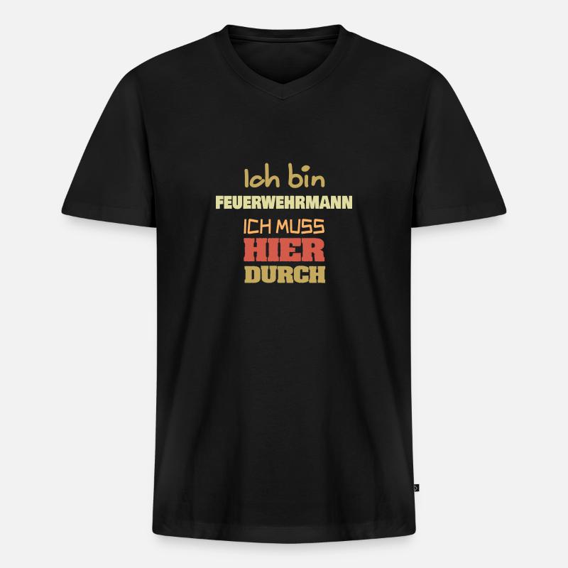 Beruf Feuerwehrmann - Männer Premium Bio T-Shirt mit V-Ausschnitt - Schwarz