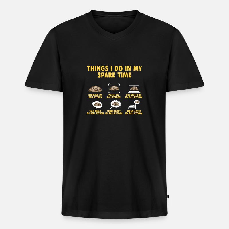 Ball Python Schlange Königspython - Männer Premium Bio T-Shirt mit V-Ausschnitt - Schwarz