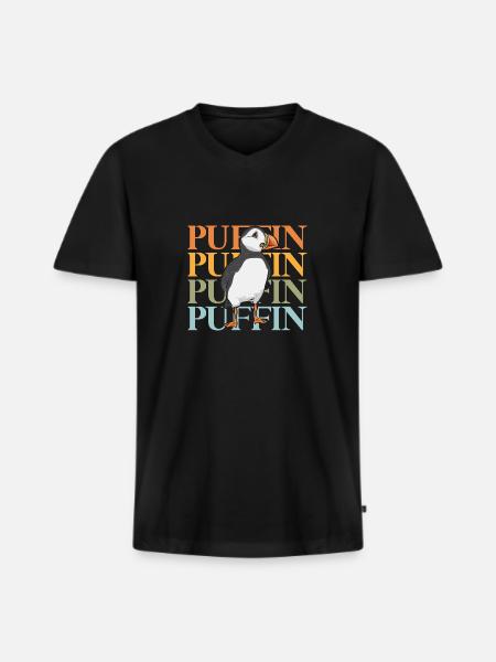 puffin, puffin, auks, lunde - Men's Premium Organic T-shirt with V-neck - black