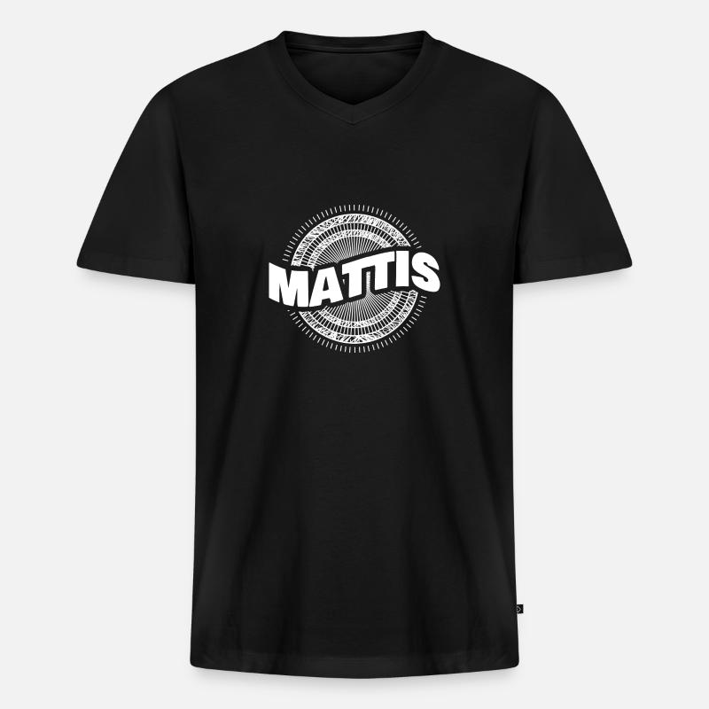 Mann Mattis - Männer Premium Bio T-Shirt mit V-Ausschnitt - Schwarz