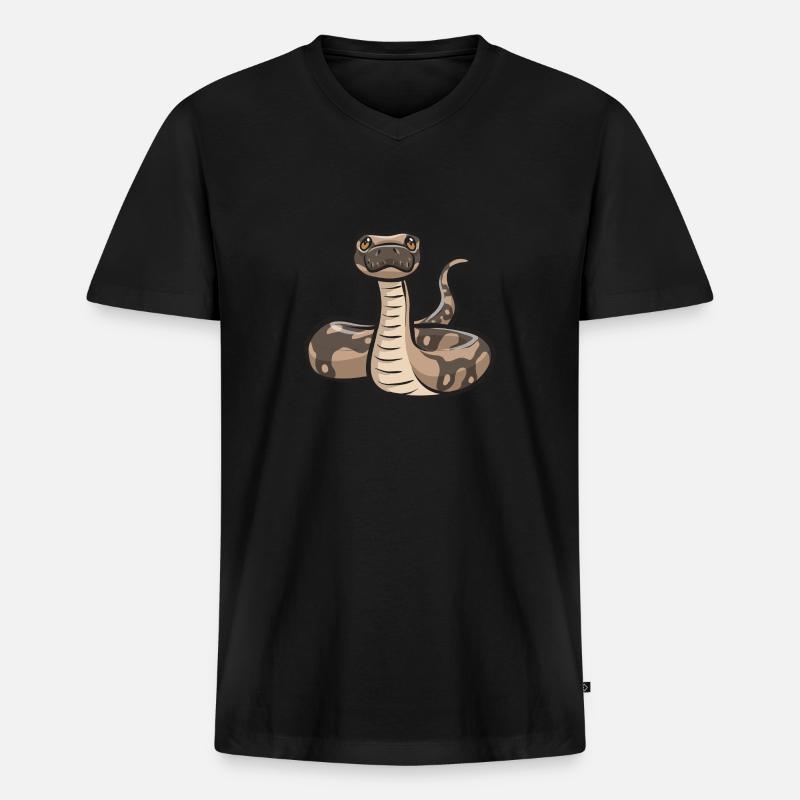 Ball Python Schlange Königspython - Männer Premium Bio T-Shirt mit V-Ausschnitt - Schwarz