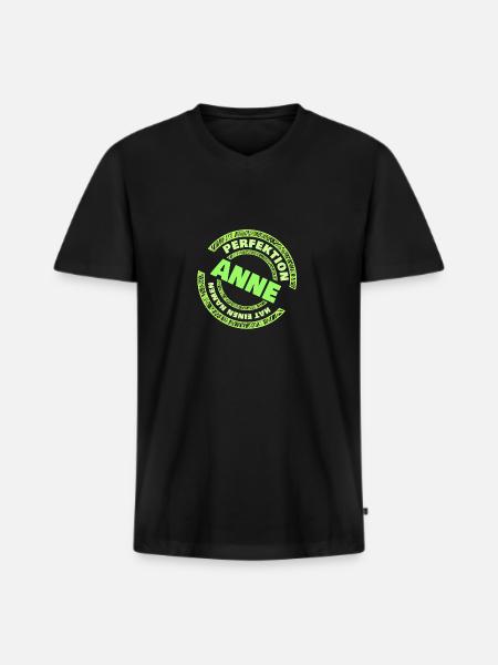 Perfektion Anne - Männer Premium Bio T-Shirt mit V-Ausschnitt - Schwarz