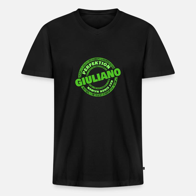 Perfektion GIULIANO - Männer Premium Bio T-Shirt mit V-Ausschnitt - Schwarz