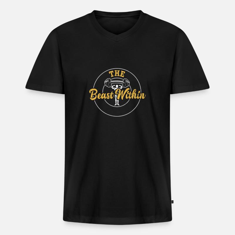 The Beast Within - Gym - Männer Premium Bio T-Shirt mit V-Ausschnitt - Schwarz