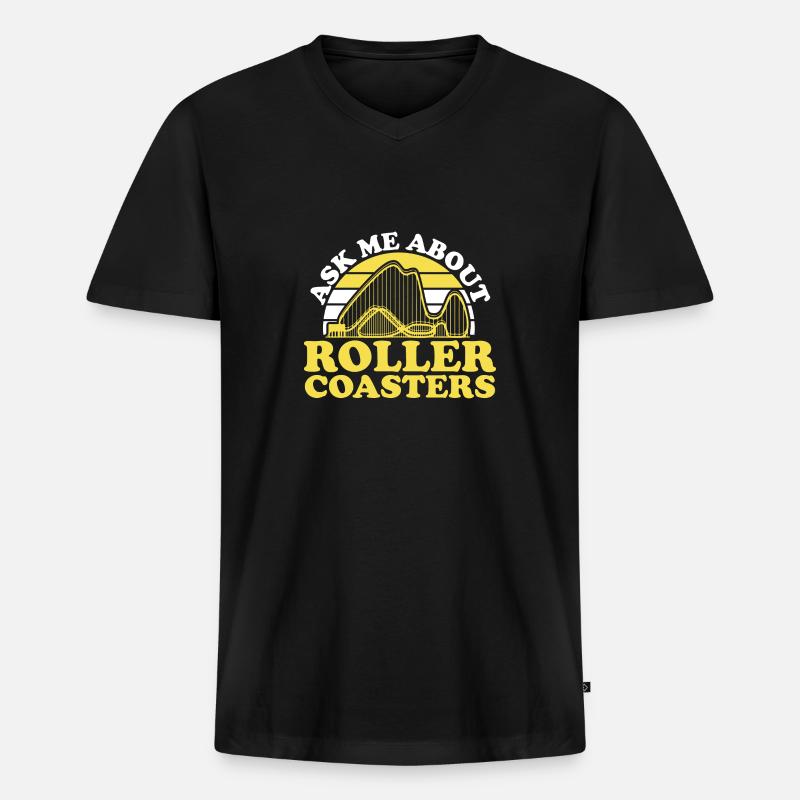 Achterbahn Rollercoaster Freizeitpark - Männer Premium Bio T-Shirt mit V-Ausschnitt - Schwarz