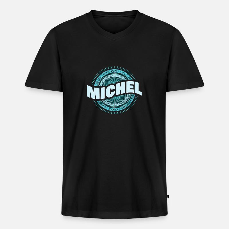 Michel - Männer Premium Bio T-Shirt mit V-Ausschnitt - Schwarz