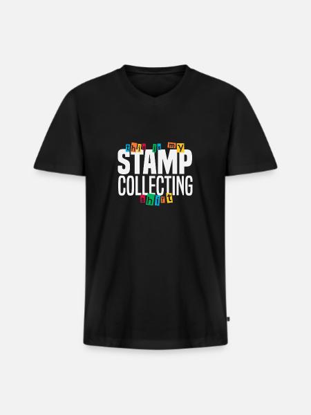 Stamps collect stamp collection - Men's Premium Organic T-shirt with V-neck - black
