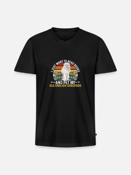 Old English Sheepdog Sheepie Bobtail - Men's Premium Organic T-shirt with V-neck - black