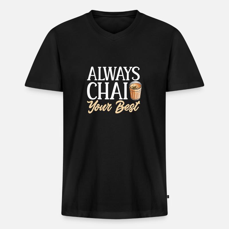 Chai Tee Masala Chai - Männer Premium Bio T-Shirt mit V-Ausschnitt - Schwarz