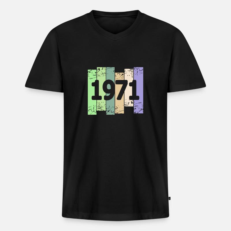 1971 - Männer Premium Bio T-Shirt mit V-Ausschnitt - Schwarz