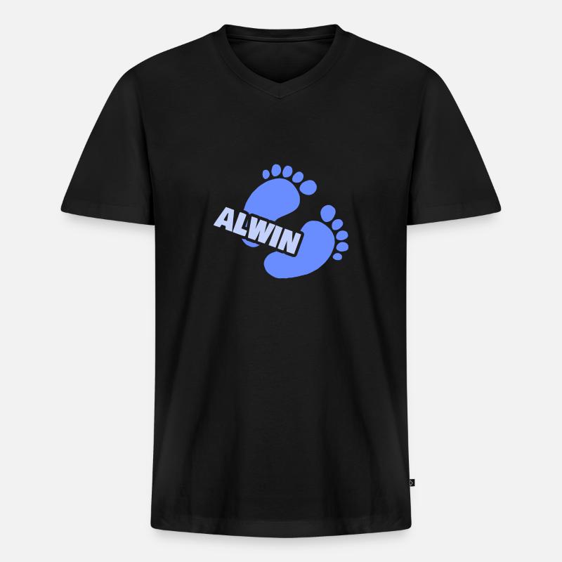 Geburt Alwin - Männer Premium Bio T-Shirt mit V-Ausschnitt - Schwarz