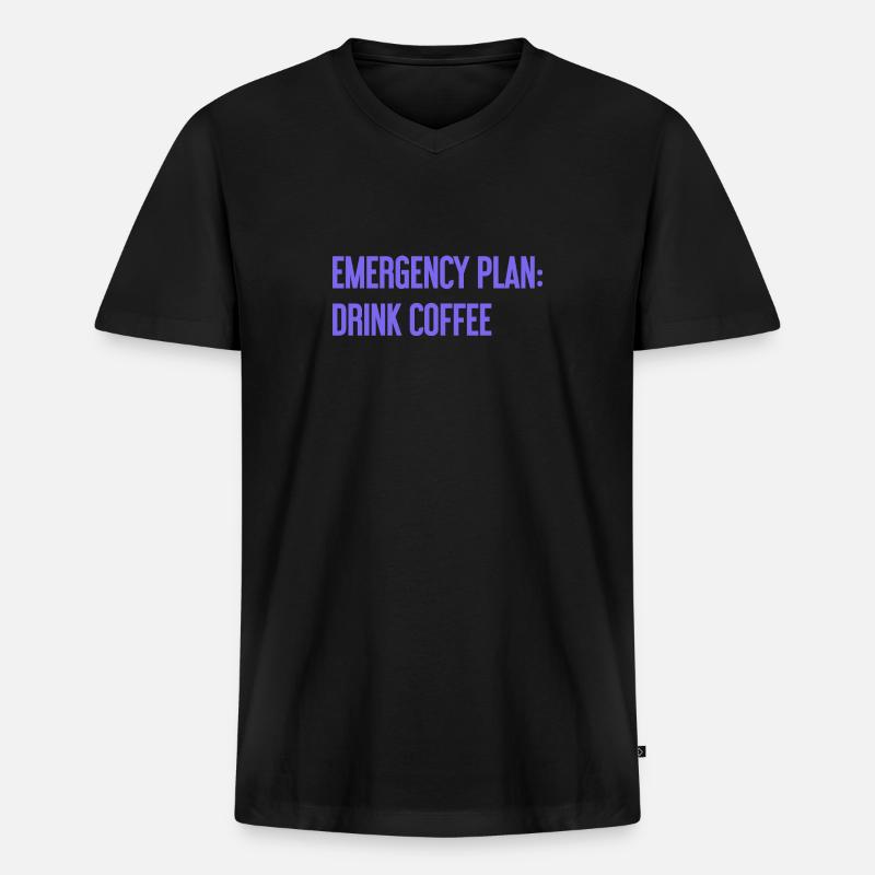 Coffee Contingency Plan - Men's Premium Organic T-shirt with V-neck - black