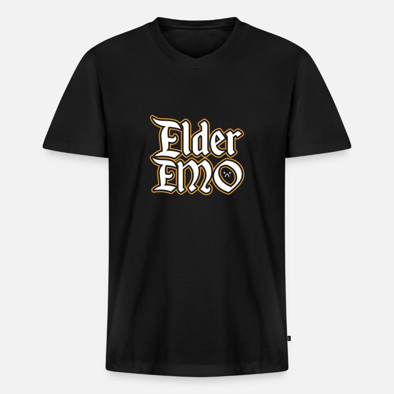 Elderemo - Männer Premium Bio T-Shirt mit V-Ausschnitt - Schwarz