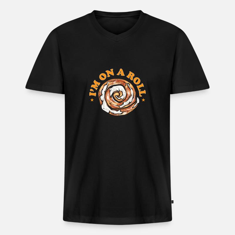 Zimtschnecke - Männer Premium Bio T-Shirt mit V-Ausschnitt - Schwarz