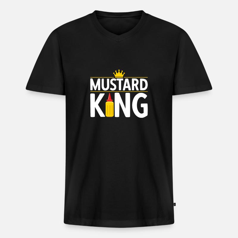 Senf Mustard - Männer Premium Bio T-Shirt mit V-Ausschnitt - Schwarz