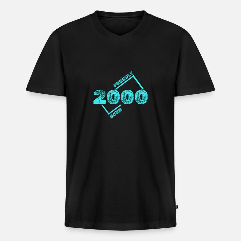 Geboren 2000 - Männer Premium Bio T-Shirt mit V-Ausschnitt - Schwarz