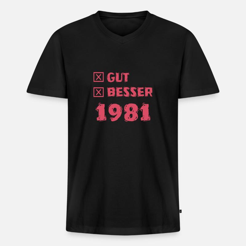 Jahr 1981 - Männer Premium Bio T-Shirt mit V-Ausschnitt - Schwarz