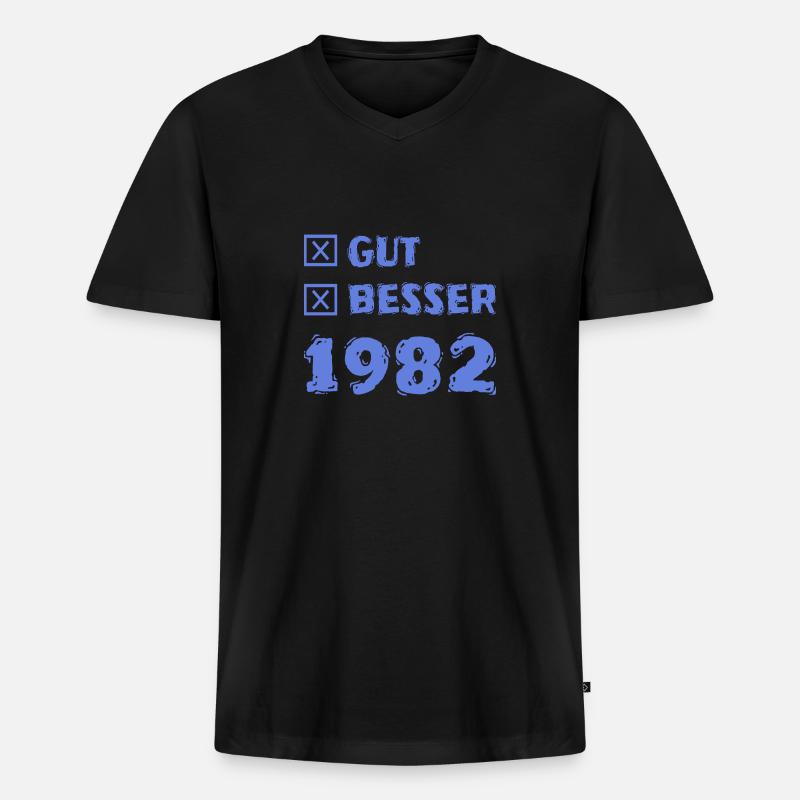 Besser 1982 - Männer Premium Bio T-Shirt mit V-Ausschnitt - Schwarz