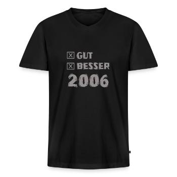 Besser 2006 - Männer Premium Bio T-Shirt mit V-Ausschnitt - Schwarz - Vorne - Nico (187cm)