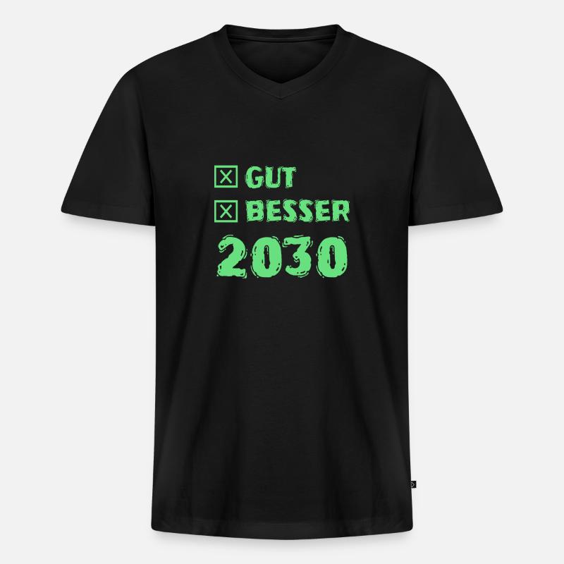 Gut 2030 - Männer Premium Bio T-Shirt mit V-Ausschnitt - Schwarz