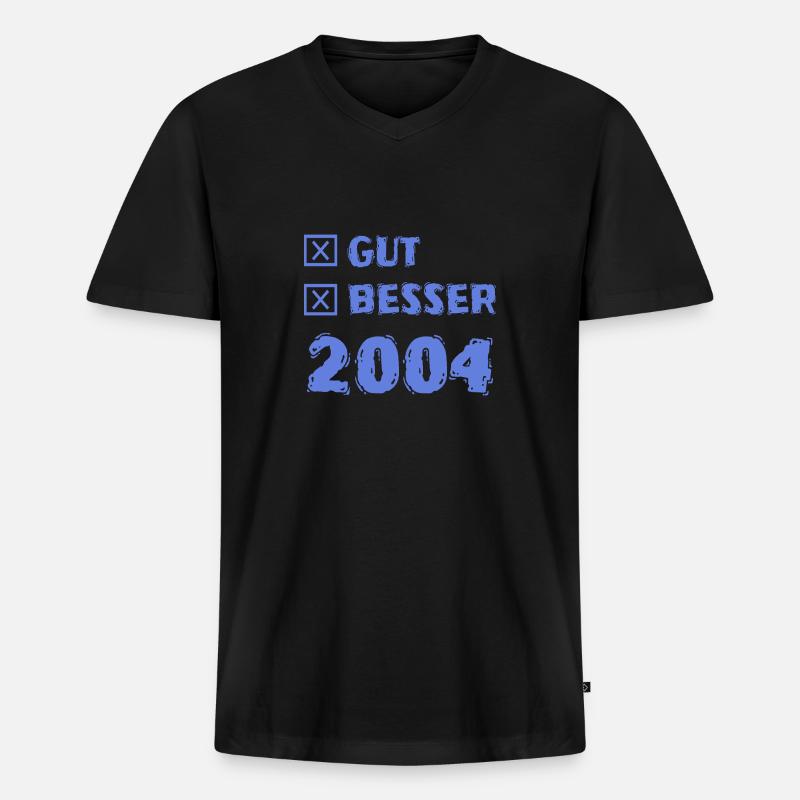 Besser 2004 - Männer Premium Bio T-Shirt mit V-Ausschnitt - Schwarz