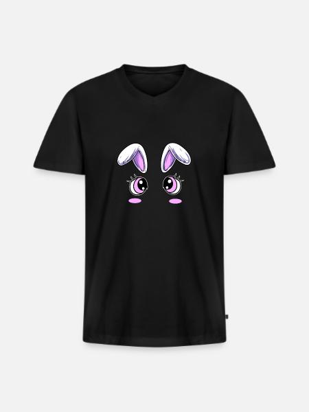 Cute Face Eyes Design - Men's Premium Organic T-shirt with V-neck - black