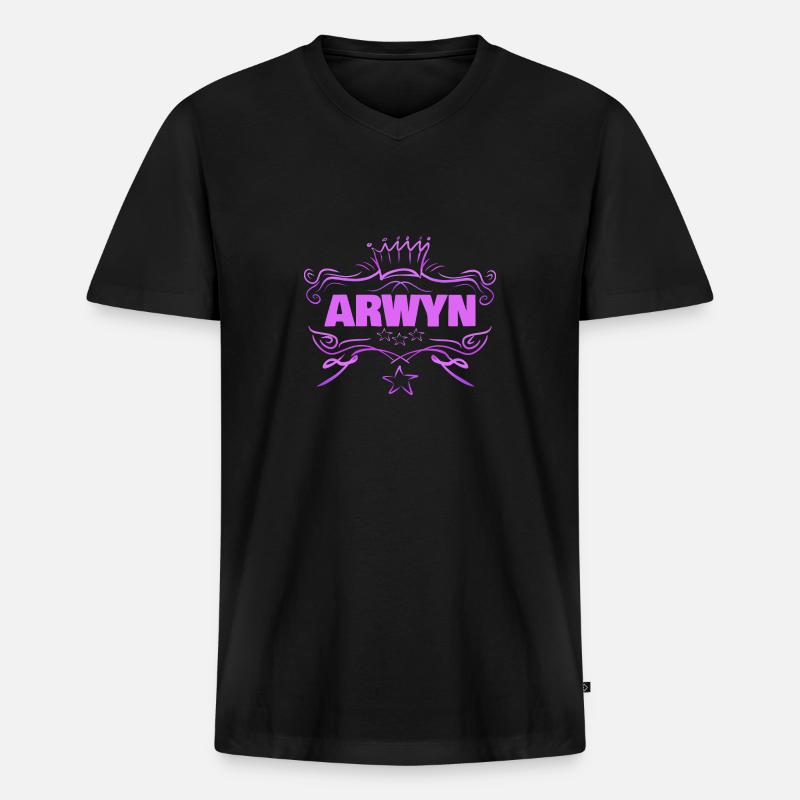 Arwyn - Männer Premium Bio T-Shirt mit V-Ausschnitt - Schwarz