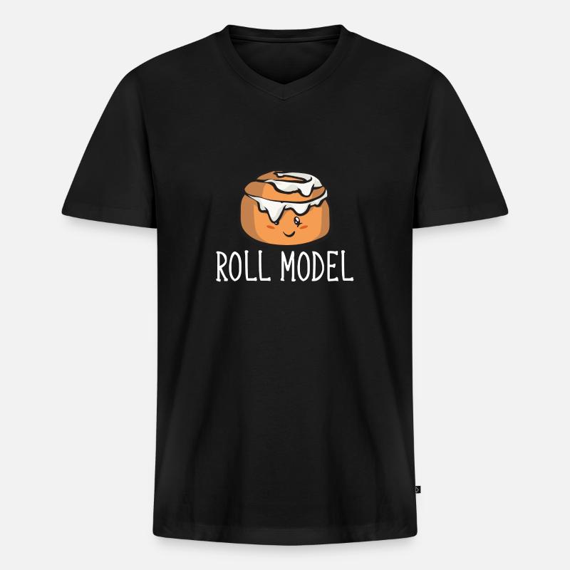 Zimtschnecke - Männer Premium Bio T-Shirt mit V-Ausschnitt - Schwarz