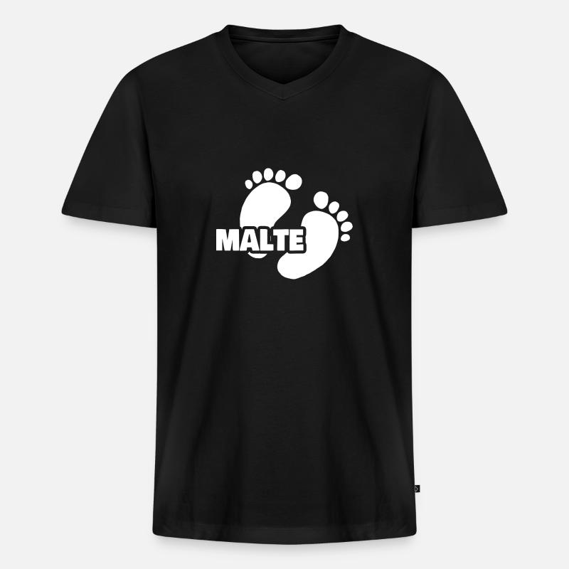 Geburt Malte - Männer Premium Bio T-Shirt mit V-Ausschnitt - Schwarz