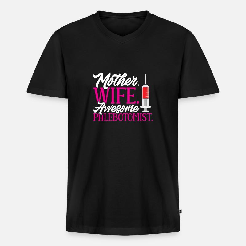 Phlebotomie Blutabnahme Blut Krankenschwester - Männer Premium Bio T-Shirt mit V-Ausschnitt - Schwarz