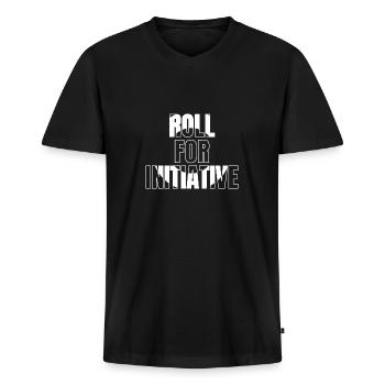 Cube on initiative - Men's Premium Organic T-shirt with V-neck - black - Front - Nico (187cm)