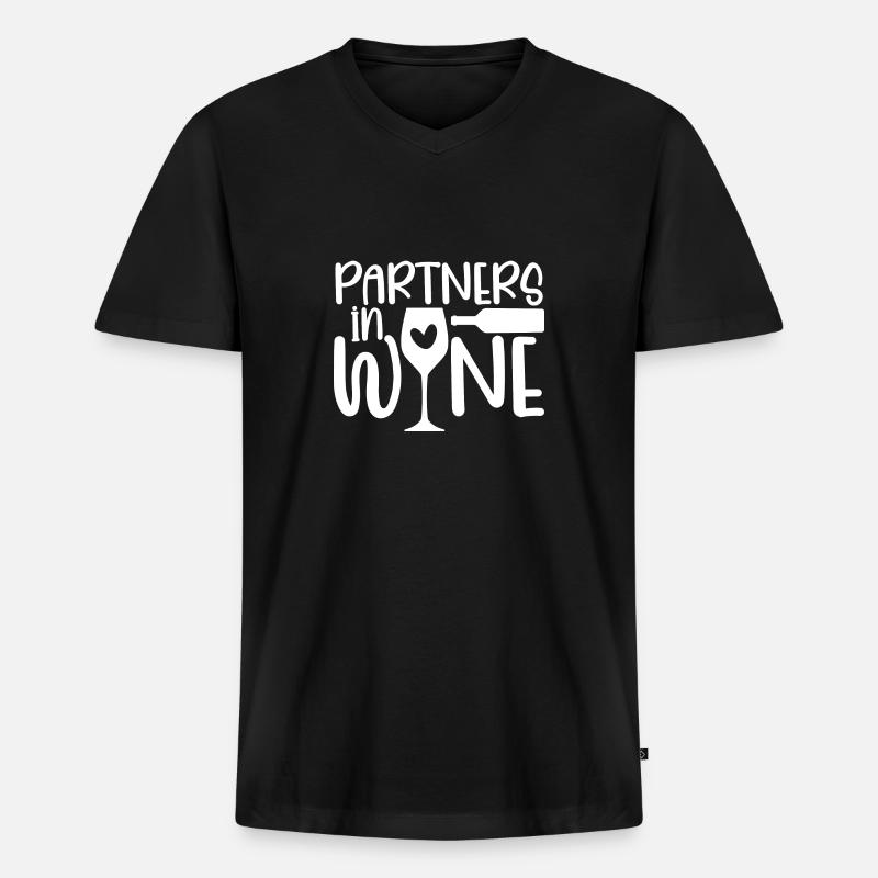 Wine Drinking Jokes Wine Drinker - Funny Partners - Männer Premium Bio T-Shirt mit V-Ausschnitt - Schwarz