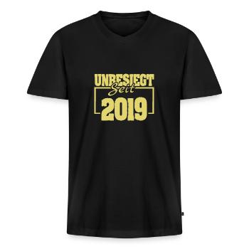 2019 - Männer Premium Bio T-Shirt mit V-Ausschnitt - Schwarz - Vorne - Nico (187cm)