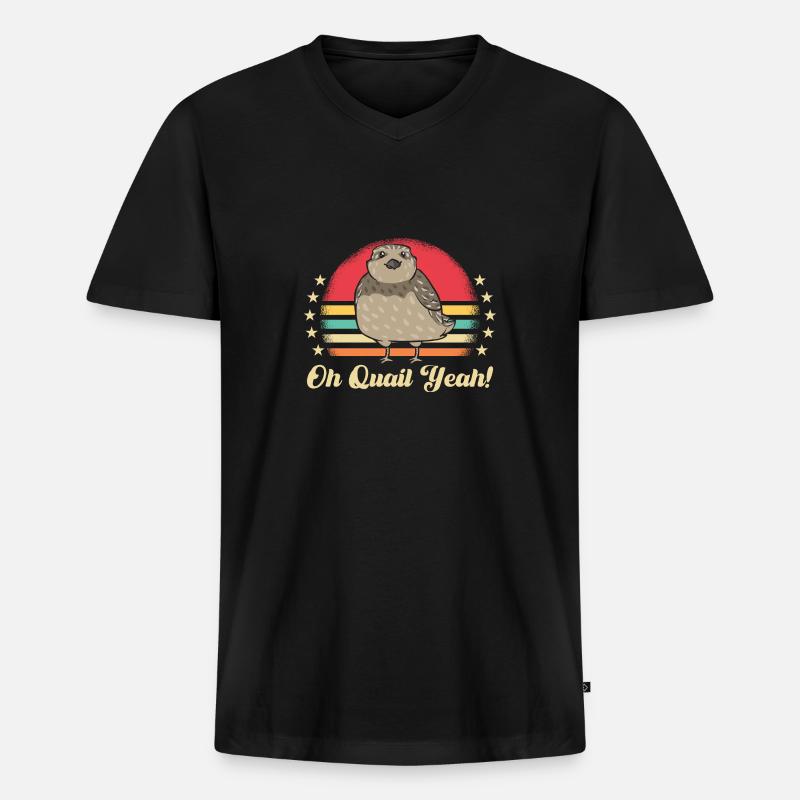 Wachtel Vogel - Männer Premium Bio T-Shirt mit V-Ausschnitt - Schwarz