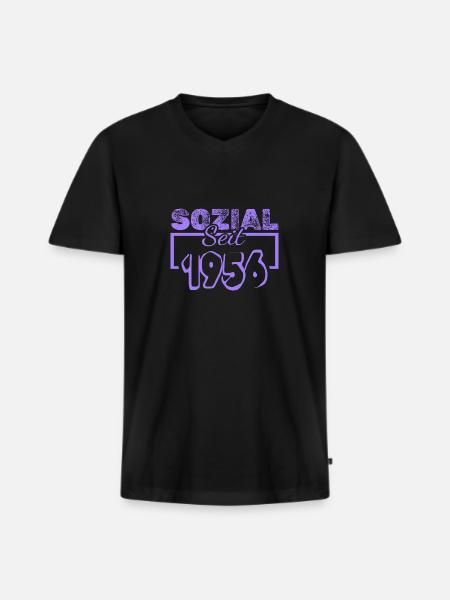 1956 - Men's Premium Organic T-shirt with V-neck - black